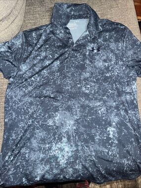 Under Armour Men’s Black & Gray Marble-Print Polo